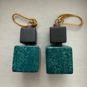 Urban Dwell Elegant Teal and Black Stone Square Earrings
